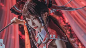 东方Project博丽灵梦cosplay和服写真图片_3