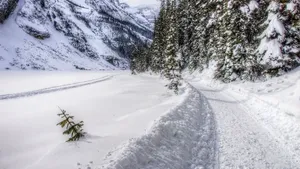 大雪后的山间道路图片_9