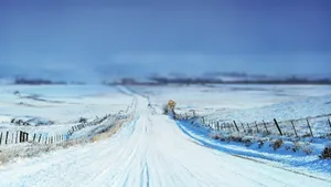 大雪后的山间道路图片_11