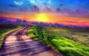 山间小路风景壁纸_14