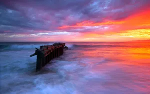 夕阳海景精美壁纸_2