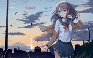 二次元短裙动漫女孩壁纸_2