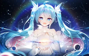 初音未来插画桌面壁纸_2