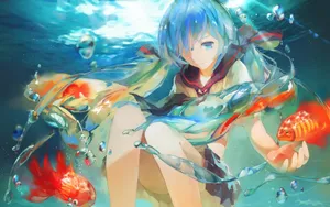 初音未来插画桌面壁纸_3
