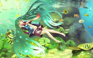 初音未来插画桌面壁纸_5