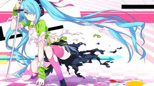 清新初音未来桌面壁纸_6