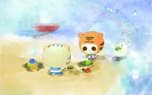童年游戏可爱卡通猫壁纸_12