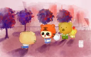 童年游戏可爱卡通猫壁纸_13