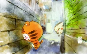 童年游戏可爱卡通猫壁纸_23