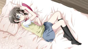 戴眼镜的动漫萌娘美女图片_5