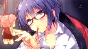 戴眼镜的动漫萌娘美女图片_8