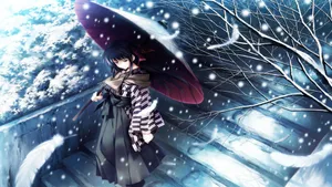 撑雨伞的动漫少女壁纸_2