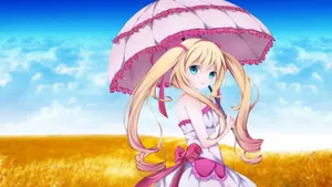 撑雨伞的动漫少女壁纸_3