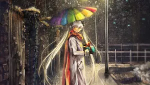 撑雨伞的动漫少女壁纸_4