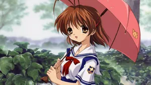 撑雨伞的动漫少女壁纸_5