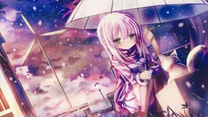 撑雨伞的动漫少女壁纸_6