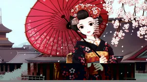 撑雨伞的动漫少女壁纸_8