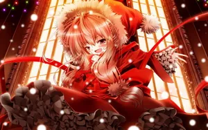 圣诞红色喜庆动漫美女壁纸_4