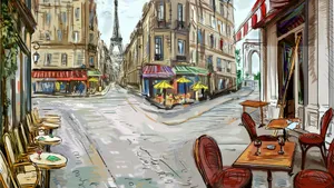 手绘速描城市建筑风光图片_7
