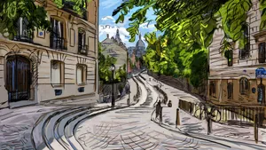 手绘速描城市建筑风光图片_9