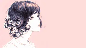 手绘美女人像图片壁纸_8