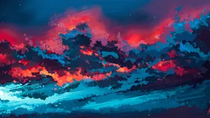 晚霞艺术风景插画_2
