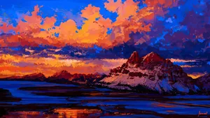 晚霞艺术风景插画_7