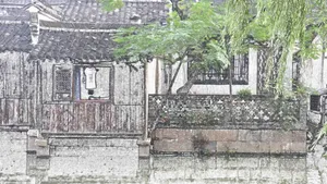 手绘彩笔画乌镇图片_7