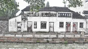 手绘彩笔画乌镇图片_10