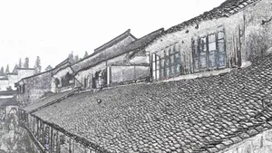 手绘彩笔画乌镇图片_14