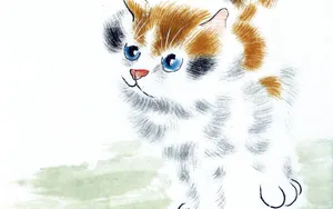 国画猫咪桌面壁纸_4