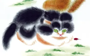 国画猫咪桌面壁纸_5