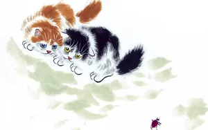 国画猫咪桌面壁纸_6