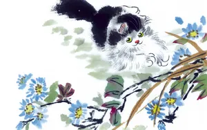 国画猫咪桌面壁纸_9