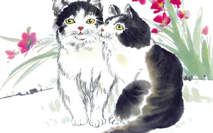 国画猫咪桌面壁纸_11