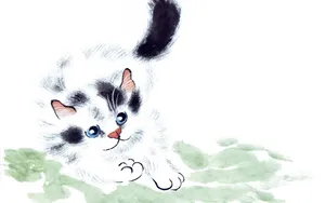 国画猫咪桌面壁纸_12