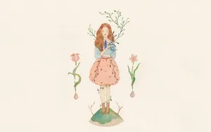 女孩水彩画图片第1张