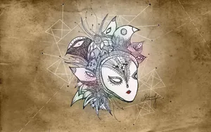手绘人脸面具壁纸_4