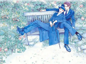 手绘恋爱中的情侣插画壁纸_8