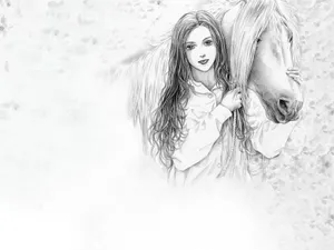 手绘恋爱中的情侣插画壁纸_18