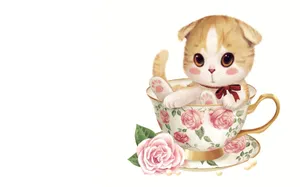 杯中可爱的小花猫图片