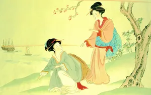 工笔画东洋仕女壁纸