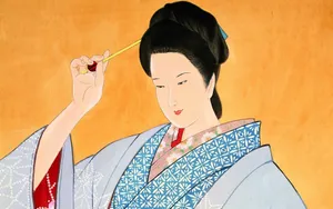 工笔画东洋仕女壁纸_15