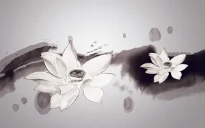 荷花水墨画图片_5