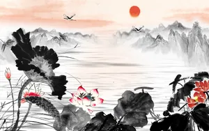 荷花水墨画图片_6
