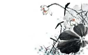荷花水墨画图片_8