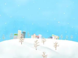 冬天唯美卡通插画桌面壁纸_14
