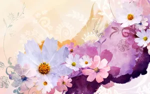 浪漫简约花朵信纸壁纸_12