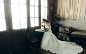 美女婚纱写真图片壁纸_6