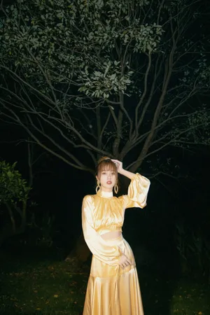 虞书欣香槟色露背长裙优雅写真图片_2
